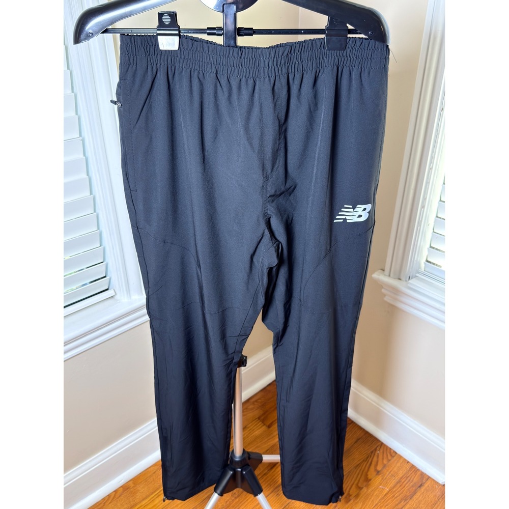 New Balance Mens Large Black Lined Athletic Jogger Pants Zipper Pockets RN130893